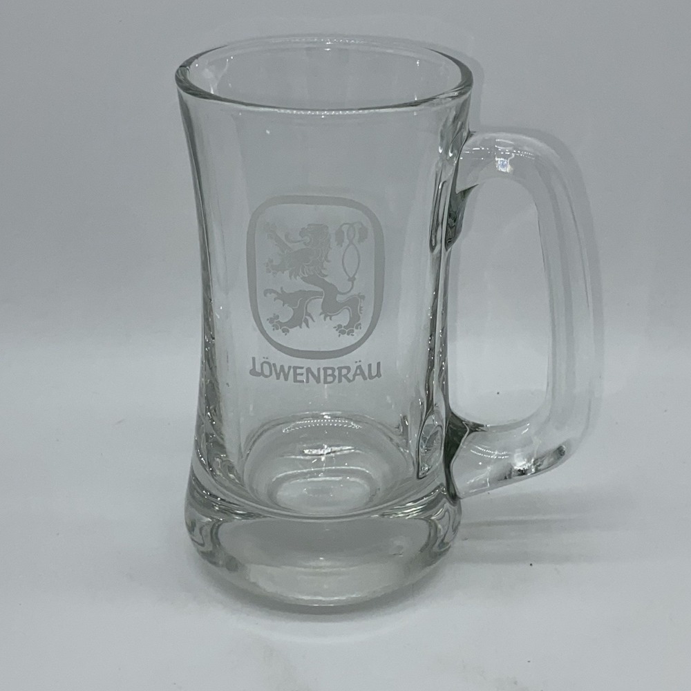 Löwenbräu BEER PINT GLASS MUG ‎ WHITE LOGO LARGE 6.25" Germany